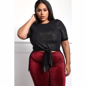 Black plus size shimmer tee shirt